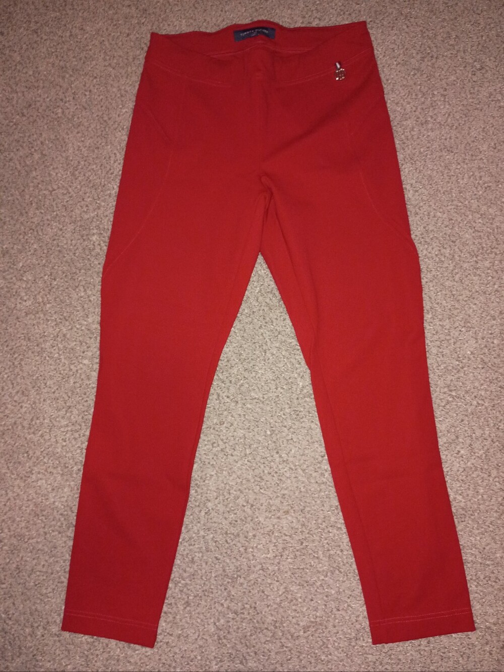 🍒 Tommy Hilfiger Red pants with Signature gold Trim
